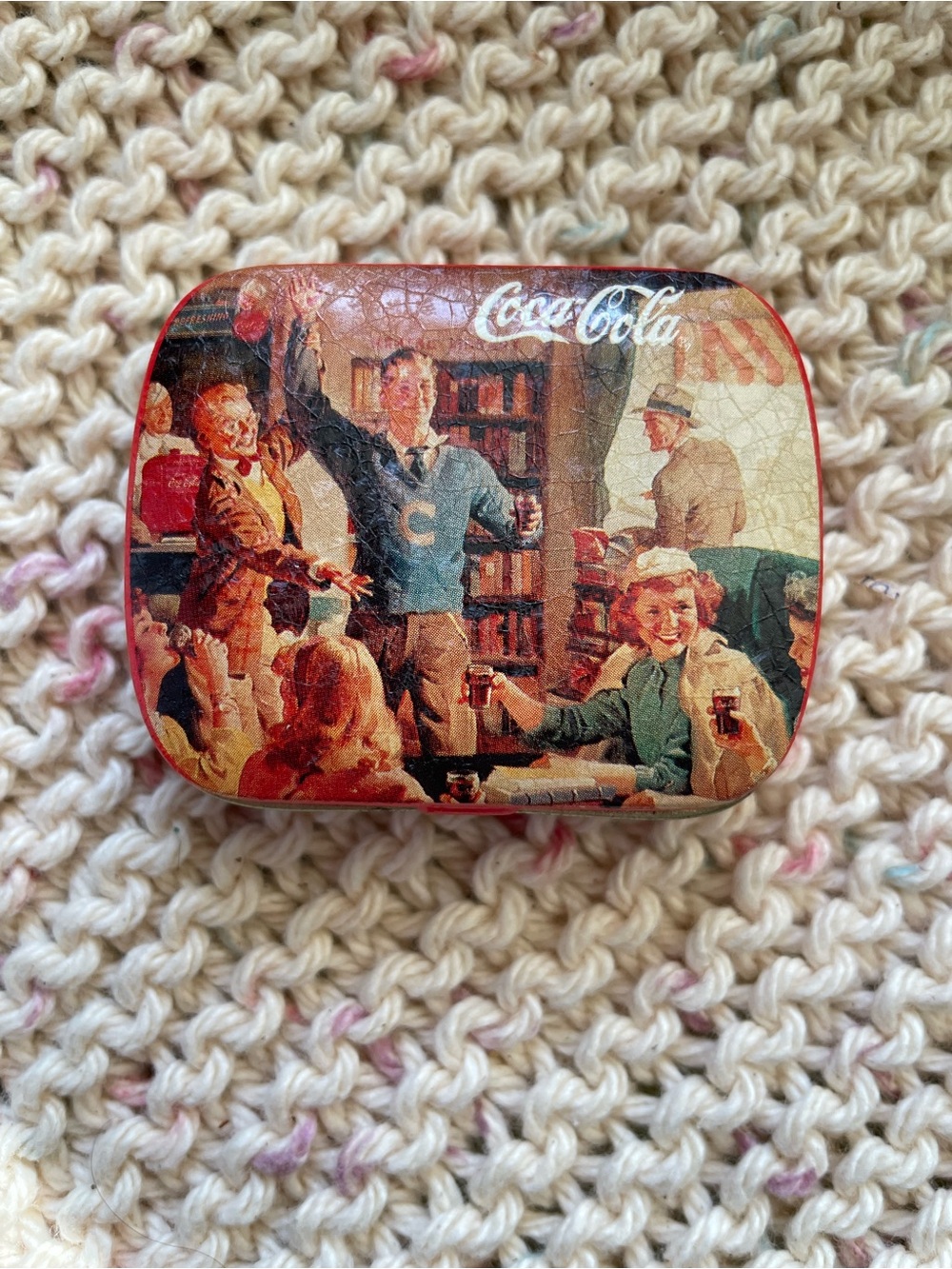 Coca Cola Vintage Illustration Kids Tin in Red and Cream